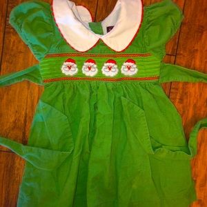 Lil Cactus 3T corduroy smocked green Santa dress